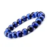 Naturliga strängar Sten Beaded Armband Mode Lapis Lazuli Blue Tiger Eye Stretch Armband