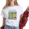 1 pcs moda feminina plus size tees tops manga curta modal fêmea casual t - shirts Branco Van Gogh Pintura Presente 210518