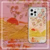 Ins Ölgemälde Blumentelefonfälle für iPhone 13 pro max 12 11 XR TPU PC Mode-Cover