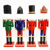 30cm Wooden Nutcracker Soldier Ornaments Playing band Dolls Christmas Decor For Living Room Wine Cabinet Artwork 211108