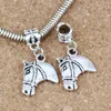 50pcs/lot Antiqued Silver Horse Head Charms Dangles BeadsFor Jewelry Making Bracelet Necklace Findings 15.5x33.5mm