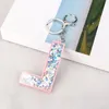 Acrylic Letters Keychains for Women Car Key Ring Sequins Resin Charm Bag Pendant Jewelry Handbag Pendant