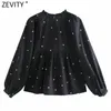 Women Vintage Agaric Lace Print Elastic Pleated Kimono Shirt Lady Lantern Sleeve Blouse Roupas Chic Femininas Tops LS7400 210416