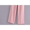 Toppies Women Pink Casual Pants Soft Wide Pant Suits Pantalones Q0801