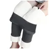 Pantaloni da donna Capris invernali Plus Size Leggins tinta unita allenamento casa caldi pantaloni elastici in vita velluto di lana peluche 2021 C5