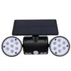 30LED Solar Power PIR Motion Sensor Wall Light Adjustable Dual Head Outdoor Spot Lamp