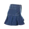 2021 neue Frauen Mode Tasche Einfarbig Rock Damen Stilvolle Denim Rock für Shopping Täglichen Verschleiß Sommer Joker X0428