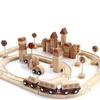 Jouets en bois créatifs pour enfants Train de piste forestière assemblé blocs de construction reconnaissance des panneaux de signalisation bébé jouets d'éducation précoce