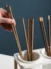 Chopsticks Vintage Style Solid Wood 10 Pairs Eco-Friendly Handmade No Paint Wax Home Use Natural