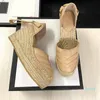 Mode femmes chaussures habillées compensées en cuir à lacets semelle tissée 9.5 cm talons hauts décontracté plate-forme pompes chaussures de pêcheur