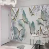 Romántico papel tapiz de flores 3d hermoso en relieve mariposa azul Mural decoración del hogar pintura impermeable antiincrustante papel tapiz papeles de pared