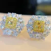 Vintage topaze Moissanite boucle d'oreille 100% réel 925 bijoux en argent sterling promesse fiançailles boucles d'oreilles de mariage pour les femmes cadeau