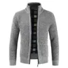 Spring Men's Jacket Slim Fit Stand Collar Zipper Jackets Solid Cotton Thick Warm Casual Sweater Coat 211110
