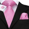 Hi-tie 100% Silk Classic Men's Wedding Coral Pink Red Peach Tie Pocket Square Cufflinks Set Rose Ties for Men Solid Paisley
