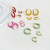 Hoop & Huggie Peri'sBox Multicolor Enamel Big Small Round Earrings For Women Summer Candy Color Circle Statement Jewelry