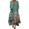 Dress summer style European and American fashion printed long sleeved dress female ins online trend B060 210623