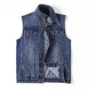 Hommes multi-poches solide denim sans manches veste hip hop slim bleu noir coton jeans décontractés gilets gilets plus szie 6XL 7XL 211110