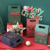 StoBag 10 pcs Joyeux Noël Protable Sacs En Papier Pour La Fête À La Main Cadeau Emballage Biscuits Chocolat Enfant Faveur Sac De Rangement 210602