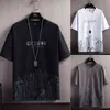 メンズTシャツファッションブランド夏カジュアル半袖Tシャツ男性ストリートウェア都市印刷トップス男性原宿Oネックティーシャツ210603