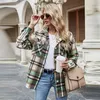 Autumn Winter Shirt Women Fashion New Loose Casual Ladies Plaid Checked Button Up Turn-down Collared Tops And Bloues Jacket 210415