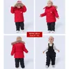 IYEAL Russia Abbigliamento invernale per bambini Set per neonato Cappotto in cotone + tuta Tuta da sci antivento Abbigliamento per bambini 211111