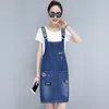 M-3XL Jeune Fille Denim Strap Jupe D'été Lâche Jeans Camisole Femmes Coton Salopette s Femelle Plus La Taille 210619