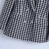 Casual Women V Neck Plaid Jacka Vår-Höst Mode Ladies Koreansk version Vintage Kvinna Textur Blazer Coat 210515