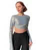 Women's T-Shirt 2022wind Autumn And Winter Fashion Design Sense Backless Slim Fit Short Navel Exposed Laser Tshirt