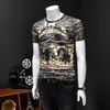 Luxury Golden Print Man's T-shirt Short Sleeve Round Neck T Shirt Male Streetwear Casual Tee Tops Camisetas Hombre Brand T Shirt 210527