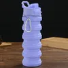 500 ML Portable Rétractable Silicone Bouteille Pliant Bouteilles D'eau En Plein Air Voyage Potable Tasse Avec Mousqueton pliable tasses