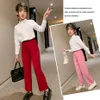 Girls Clothes Set Couleur Solide Children's For Blouse + Pant Tentifit Style Casual Style Kids School Clothing 210527