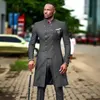 2021 Klasik Koyu Gri erkek Takım Elbise Slim Fit Düğün Takım Elbise Erkekler Için Damat Smokin Afrika Düğün Kruvaze Best Adam Blazer X0909