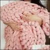 Textiles Home & Gardenfashion Hand Chunky Knitted Blanket Thick Yarn Wool-Like Polyester Bulky Blankets Winter Soft Warm Throw Drop Delivery