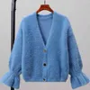 Manteaux d'automne et d'hiver pour femmes Fourrure de vison Femme Pull Tricot Cardigan Lâche Top PL210 210506