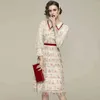 Women Spring Designer Elegant Mesh Print Floral Patchwork Sexy Cocktail Wedding Party Robe Ladies Vintage Cake Dress Vestidos 210525