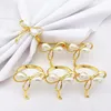 Anéis de guardanapo 6 pcs Dourado Bonito Pérola Bow forma serviette fivela para decoração de mesa de festa de casamento suprimentos de cozinha