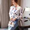 Autumn Button Cardigan Female Tops Polka Dot Long-Sleeve Blouse Office Lady Plus Size Chiffon Shirts Women 10894 210415