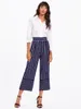 Yeni Kadın Moda Yüksek Bel Geniş Bacak Pantolon Şerit Çan-Alt Pantolon Pamuk Moda Yaz Ayak Bileği Uzunlukta Pantolon