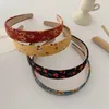 Retro Floral Plaid Printing Hårband Bezel Hoop 2021 Mode Tvätta Headband Kvinnor Flickor Hårtillbehör Huvudbonader