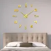 壁時計3D時計ミラーステッカービッグクリエイティブDIYの取り外し可能アートデカールステッカーリビングルームの水晶針