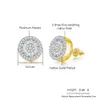 Mode unisexe 18 carats jaune blanc plaqué or complet Bling CZ pierre vis rondes boucles d'oreilles pour hommes femmes beau cadeau