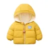 Kızlar Kış Ceket Erkek Çocuklar Pamuk-Yastıklı Ceket Artı Kadife Kalınlaşmış Bebek Kapüşonlu Çocuk Aşağı 211203