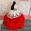 Robe de balle appliquée gracieuse quinceanera robes avec veste sans bretelles coudes doux 16 robe en cascade volants balayer Train Satin Robes de mascarade