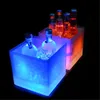3.5L للماء LED طبقة مزدوجة مربع دلاء الثلج قضبان ملاهي ليلية تضيء الشمبانيا البيرة ويسكي دلو