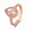 Womens Rings Crystal Jewelry Women's 18k rose gold inlaid Diamond ring, elegant pear drop Cluster For Female Band styles