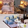 CuteBee DIY Doll House Drewniane Domy Miniaturowe Dom Meble Diorama Zestaw z zabawkami LED dla dzieci Boże Narodzenie prezent 220218