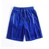 Mens de veludo shorts hip-hop enorme enorme veludo solar folhado preto / branco / vermelho / azul lado zíper corredores masculino 210716