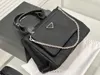 Fashion 2pcs set Saffiano Handbags Shopping Bag Woman chain Bags Designer Tote Two Pieces Capacity Nylon tes Shoulder bags205p