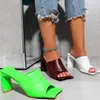 Femmes Talons carrés Patent Slippers Green 555 Fashion High Leather en cuir extérieur dames Peep Toe Gladiator Sandales Femme Pumps Chaussures 545 388