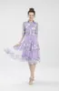 Women's Runway Dresses Turn Down Collar Half Sleeves Printed Patchwork Fashion Casual Autumn Dress